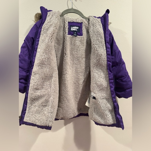 Lands' End Girls Winter Fleece Lined Down Alternative ThermoPlume Coat - Picture 3 of 7